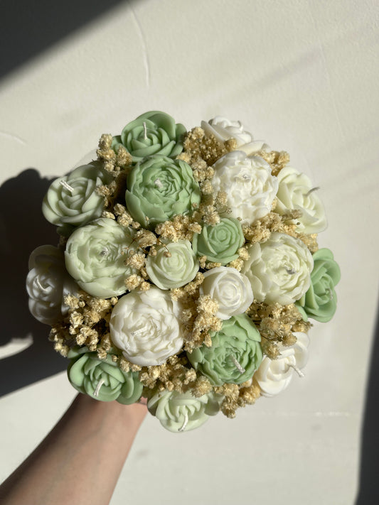 Sage Green + White Candle Bouquet