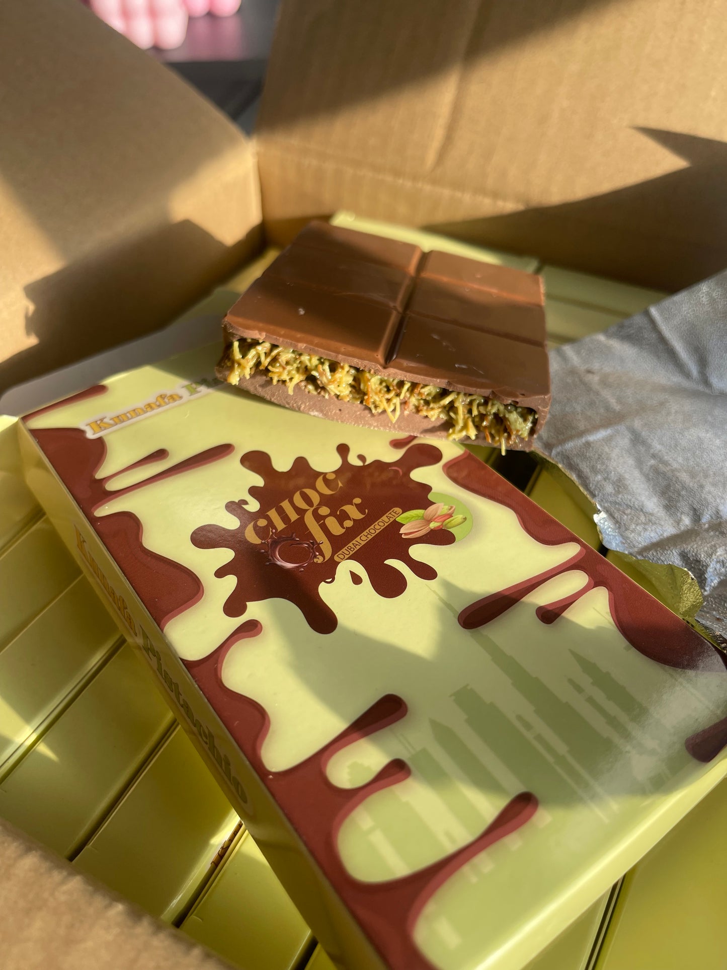 Real Dubai Chocolate, 200g, Pistachio Cream & Kunafa, Made In Dubai, Premium Original UAE Import, Viral Dubai Chocolate Bar